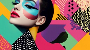 多彩妆容时尚女性插画