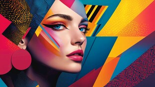 时尚几何风彩妆女性肖像