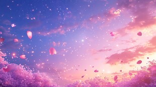 梦幻樱花飘落的浪漫天空