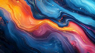 流动炫彩的梦幻抽象艺术画面