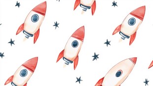火箭星星图案 童趣风背景