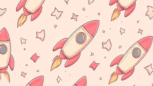 火箭星星可爱无缝背景图