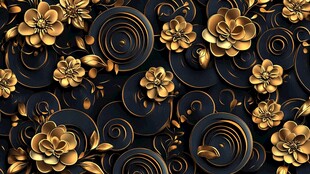 黑金花卉3D立体图案背景