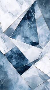 蓝白几何大理石纹理图案