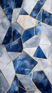 蓝白几何拼接艺术马赛克