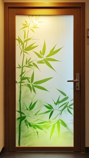 竹叶装饰玻璃门