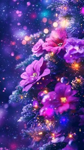 梦幻紫调圣诞树花朵装饰