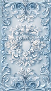 蓝色立体欧式花纹浮雕图案