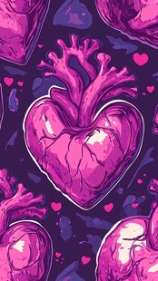 紫色心脏图案的梦幻插画
