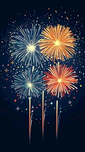 夜空中绚烂绽放的烟花