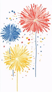 手绘绚烂烟花插画