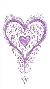 紫色手绘心形花纹图案