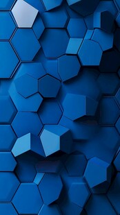 蓝色立体六边形几何背景