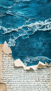 海浪漫过复古手稿
