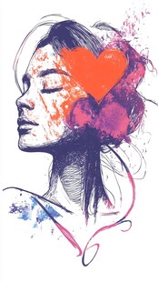 梦幻笔触下的爱心女性头像