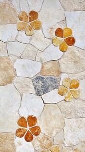 石砌地面上的花朵装饰图案