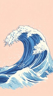 手绘海浪插画