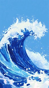 蓝色海浪汹涌澎湃画面