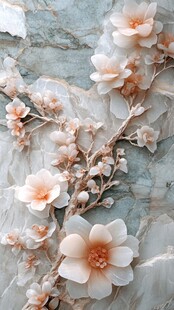 玉石雕花 雅致花卉艺术图景