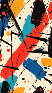 抽象涂鸦风多彩笔触图案