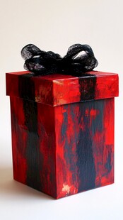 红黑创意礼品盒带黑蝴蝶结