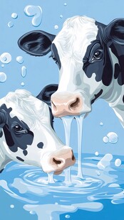 奶牛饮水图