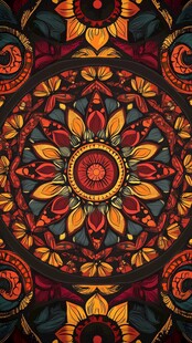绚丽曼陀罗花纹图案设计
