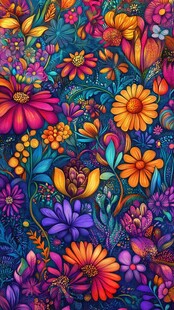 绚丽多彩花卉图案背景