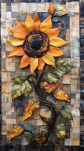 立体向日葵马赛克装饰画