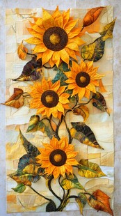 立体刺绣向日葵装饰画