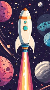 火箭遨游奇幻宇宙世界