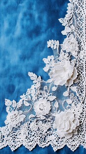 白色蕾丝花边精致花卉图案