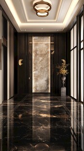 奢华现代风电梯厅过道设计