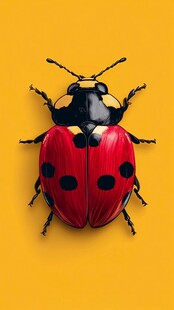 红色斑点瓢虫特写