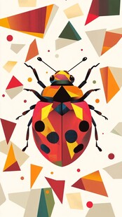 几何风多彩瓢虫插画