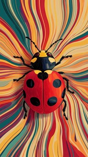 彩色背景上的斑点瓢虫