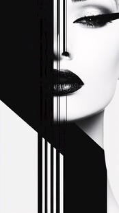 黑白时尚女性脸部特写