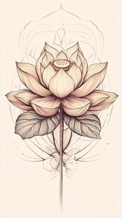 手绘唯美莲花图案设计