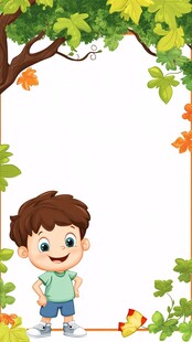 树下微笑的小男孩背景图