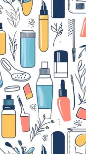 美妆用品插画图案