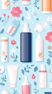 清新风美妆护肤用品图案