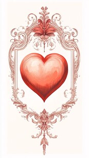 复古雕花框中的红心图案