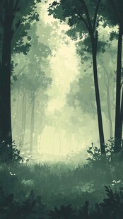 梦幻森林晨光图景