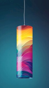 彩色渐变圆柱形悬挂吊灯