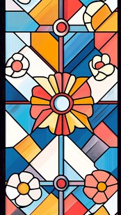 彩色玻璃艺术花卉图案