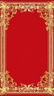 红色背景金色花纹装饰框