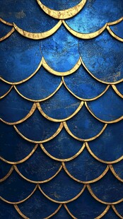 蓝金鱼鳞纹理背景图案