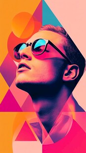 时尚墨镜男士几何风形象