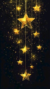 梦幻金色星星悬挂装饰图
