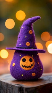 紫色南瓜女巫帽手工摆件
